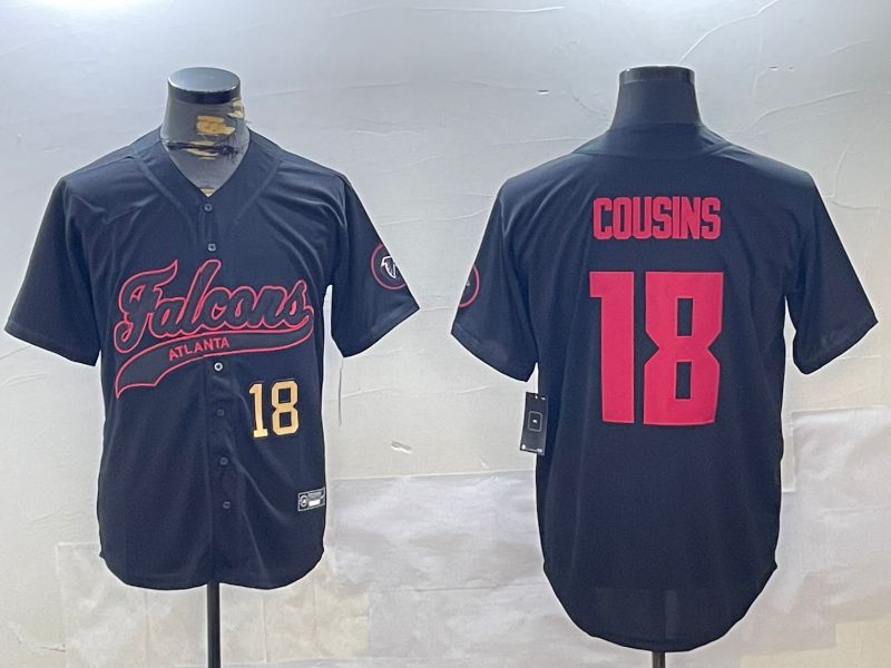 Men Atlanta Falcons 18 Cousins Black Joint Name 2024 Nike Limited NFL Jersey style 2